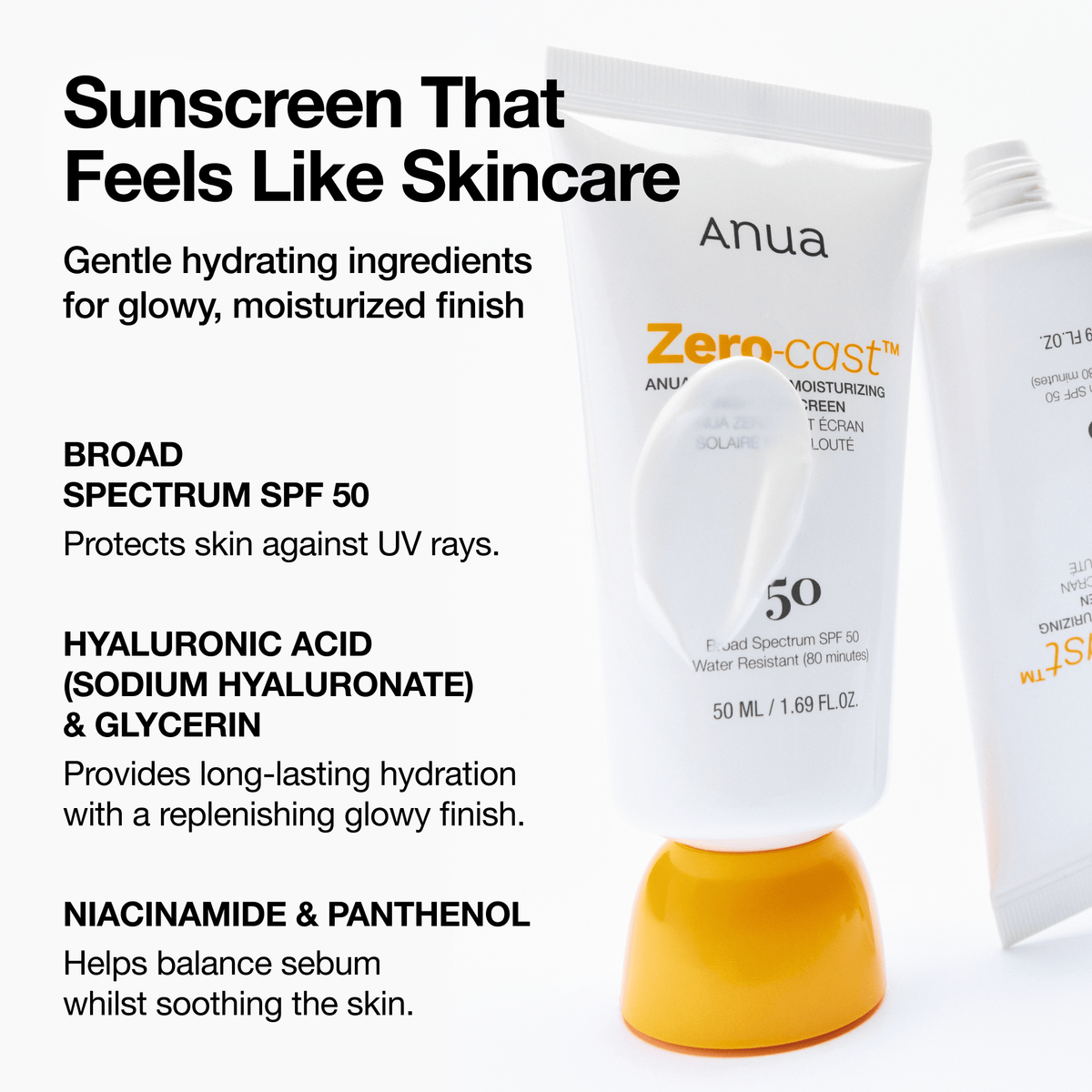 Anua Zero-cast Moisturizing Finish Sunscreen 50ML