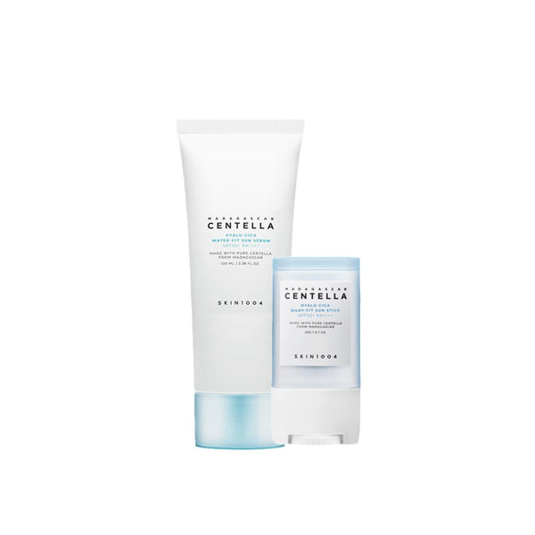 مجموعة واقي الشمس من Skin1004 Madagascar Centella HYALU-CICA - مصل الشمس + عصا الحماية من الشمس