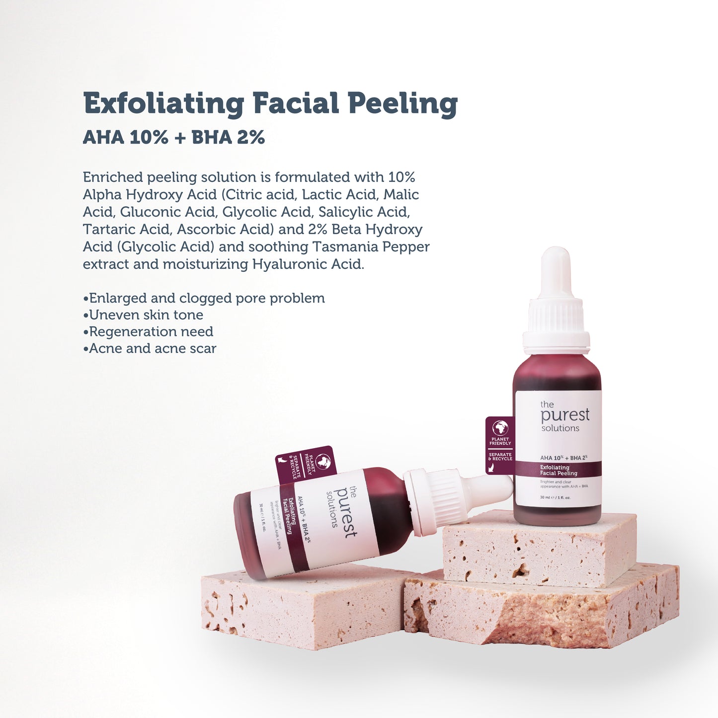 The purest solutions AHA 10% BHA 2% exfoliating facial peeling