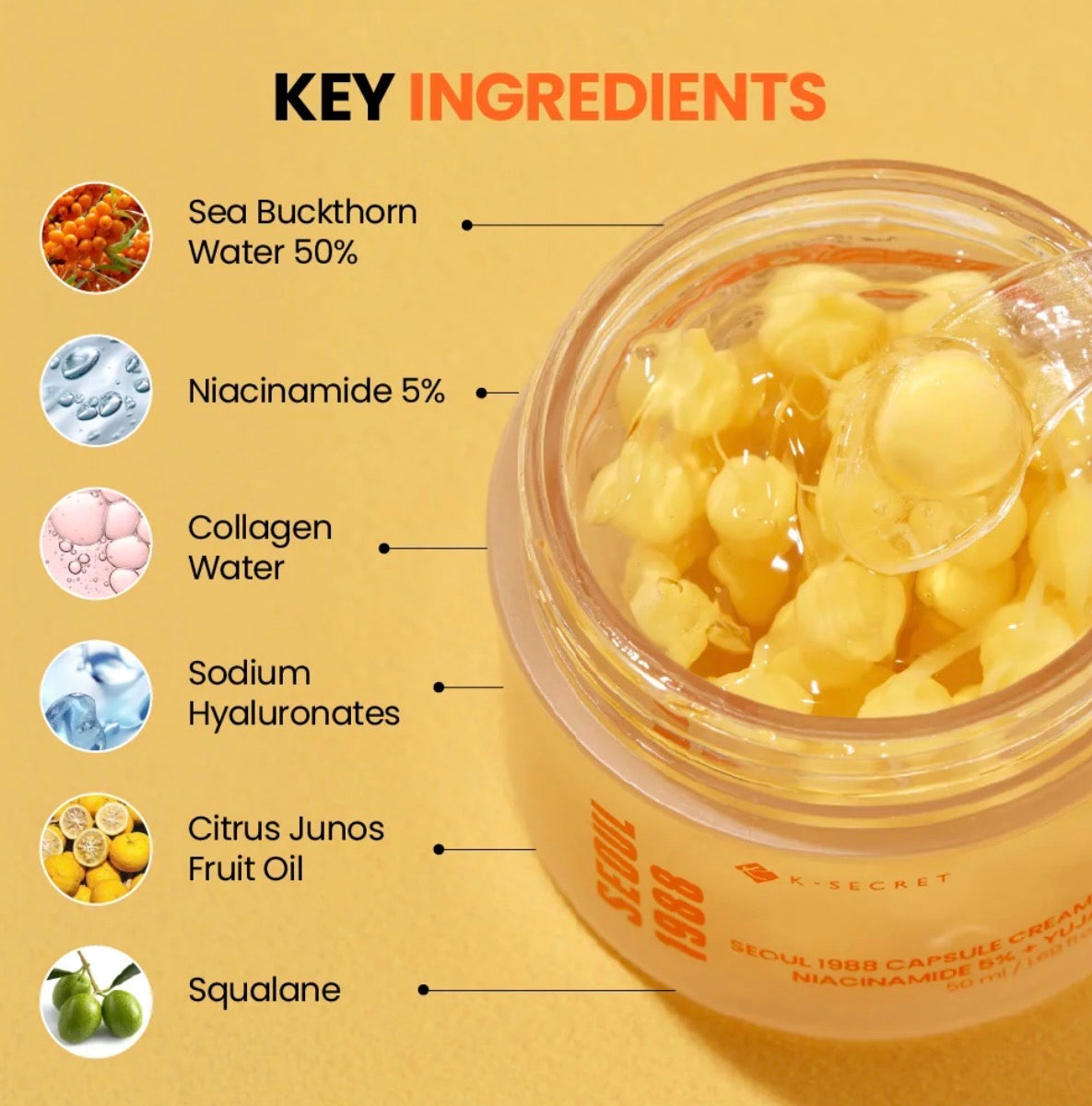 K-SECRET SEOUL 1988 CAPSULE CREAM : NIACINAMIDE 5% + YUJA 50ML