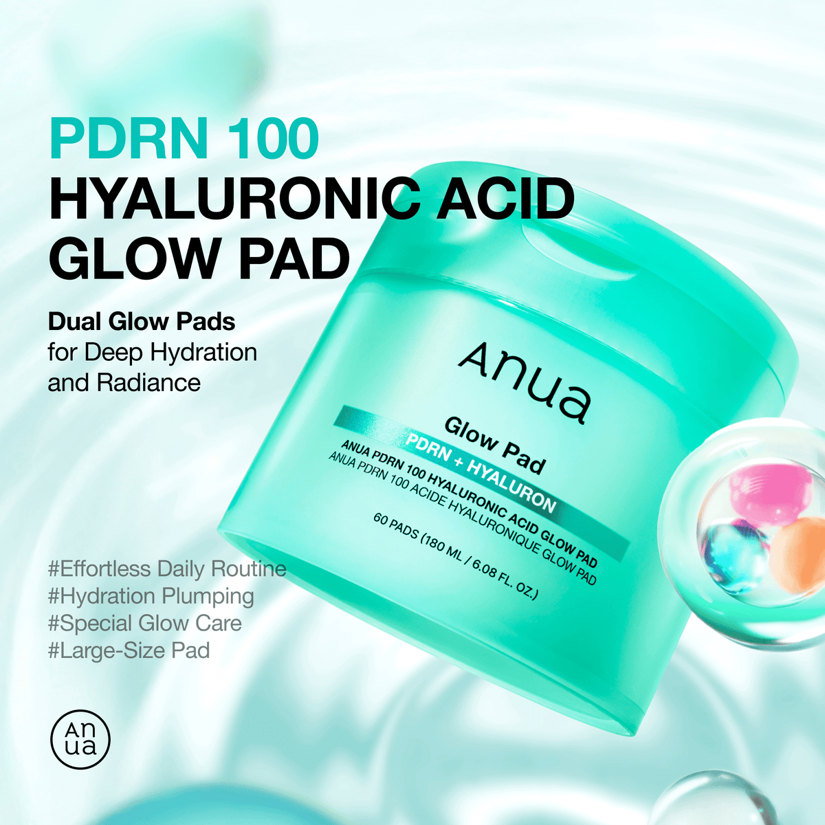 ANUA PDRN 100 Hyaluronic Acid Glow Pad 60 EA