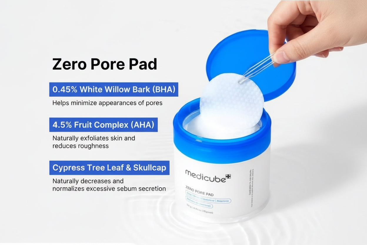 Medicube Zero Pore 2.0 AHA + BHA Facial Toner Pads For Pore Tightening 155g, Pack of 70's